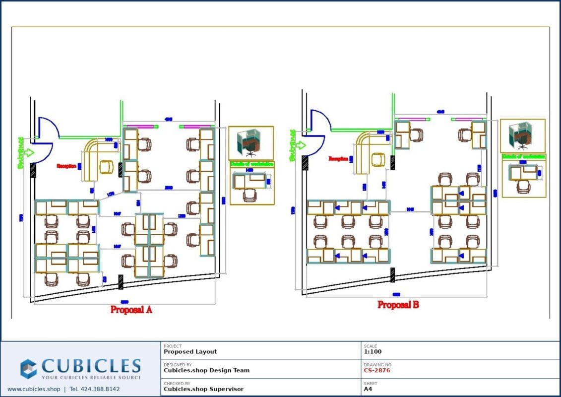 Professional office cubicle layout floor plan CS-2876 by Cubicles.shop