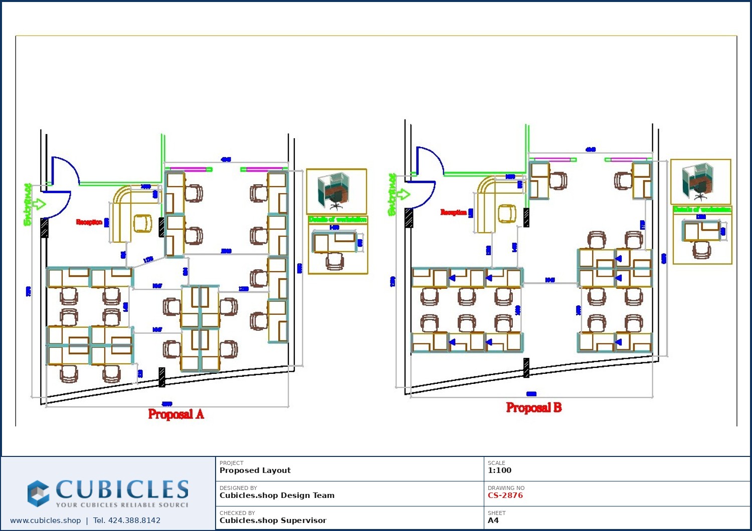 Cubicles-CS-2876 Professional office cubicle layout floor plan CS-2876 by Cubicles.shop