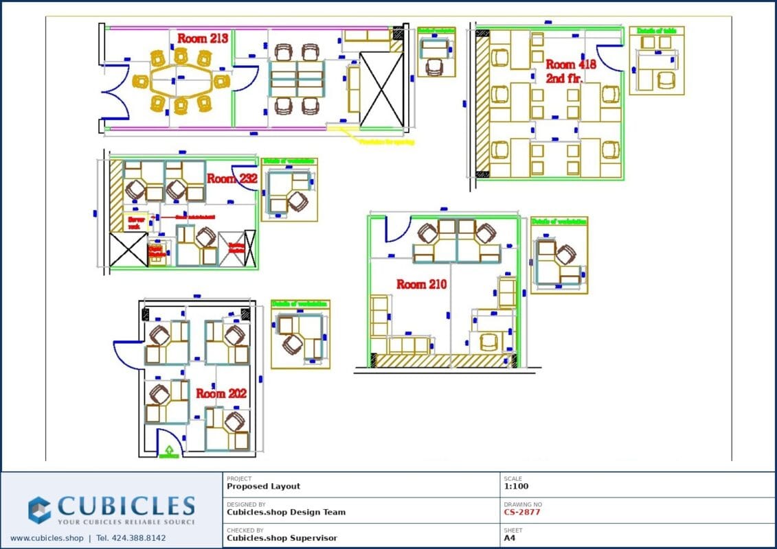 Professional office cubicle layout floor plan CS-2877 by Cubicles.shop