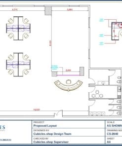 Office Cubicle Layout Design Floor Plan (2640)