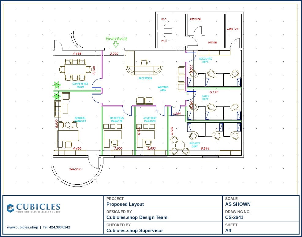 Office Cubicle Workstation Layout Design (2641)