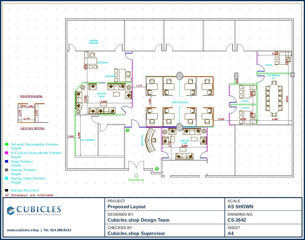 Office Cubicle Space Planning Layout (2642)