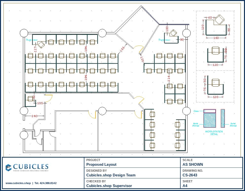 Office Layout Design for Cubicles (2643)