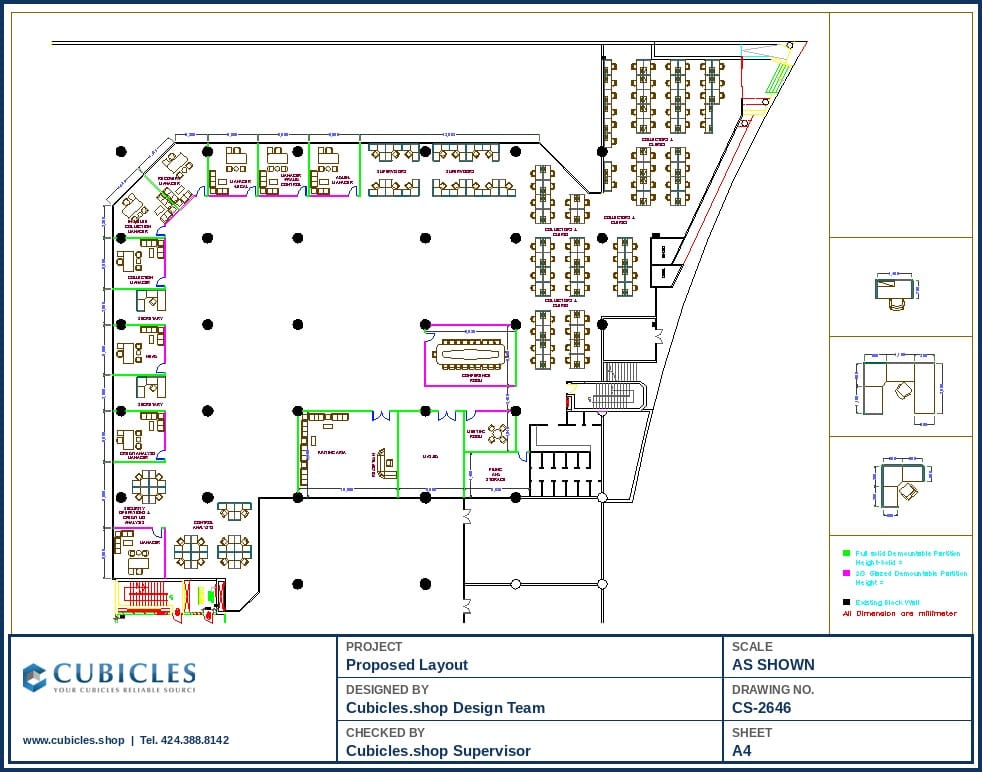 Office Cubicle Workstation Layout Design (2646)