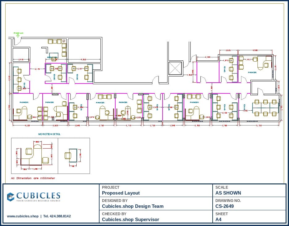 Office Cubicle Floor Plan Design (2649)