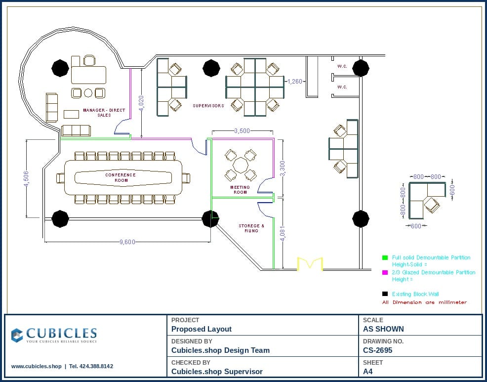 Open Office Cubicle Layout (2695)