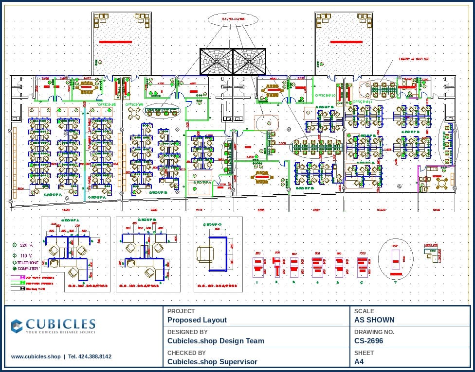 Open Plan Cubicle Workstation Floor Plan (2696)