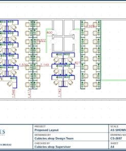 Open Office Cubicle Space Planning Layout (2697)