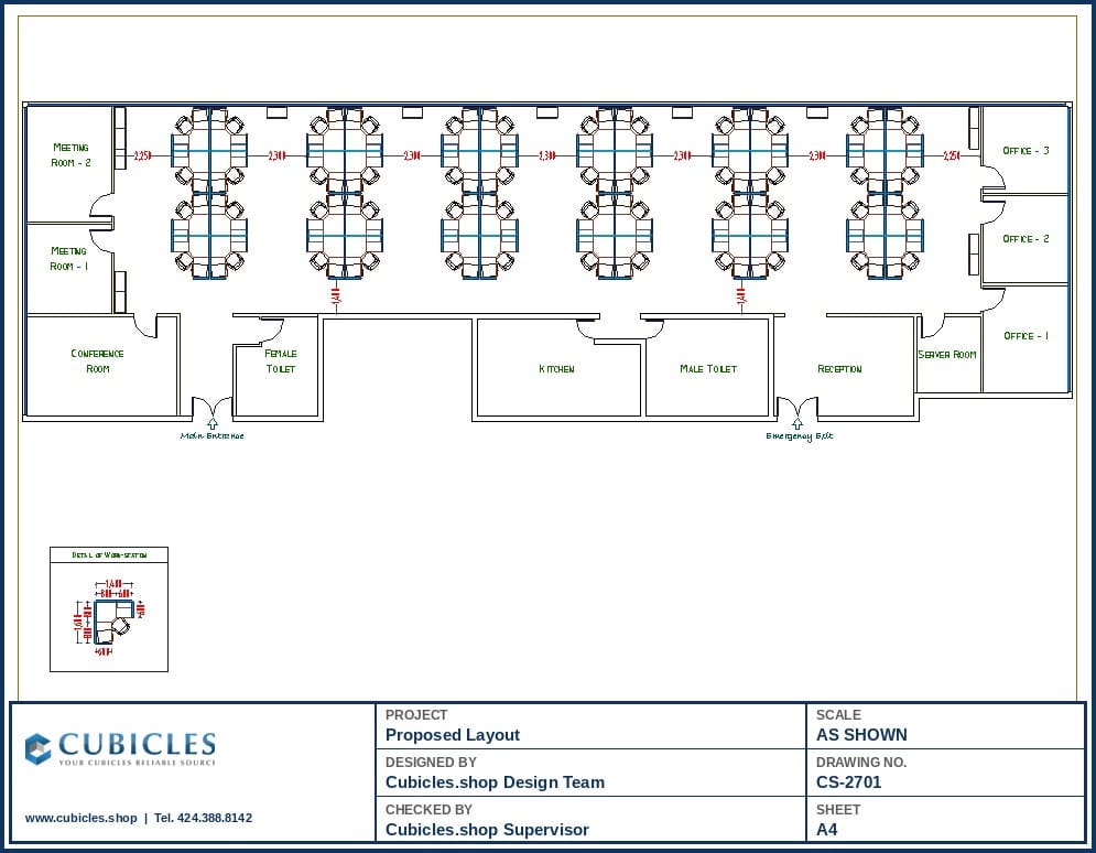 Open Plan Cubicle Workstation Floor Plan (2701)