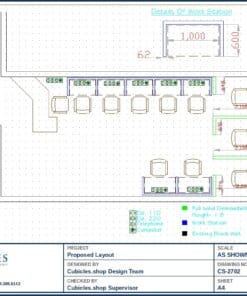 Open Office Cubicle Space Planning Layout (2702)
