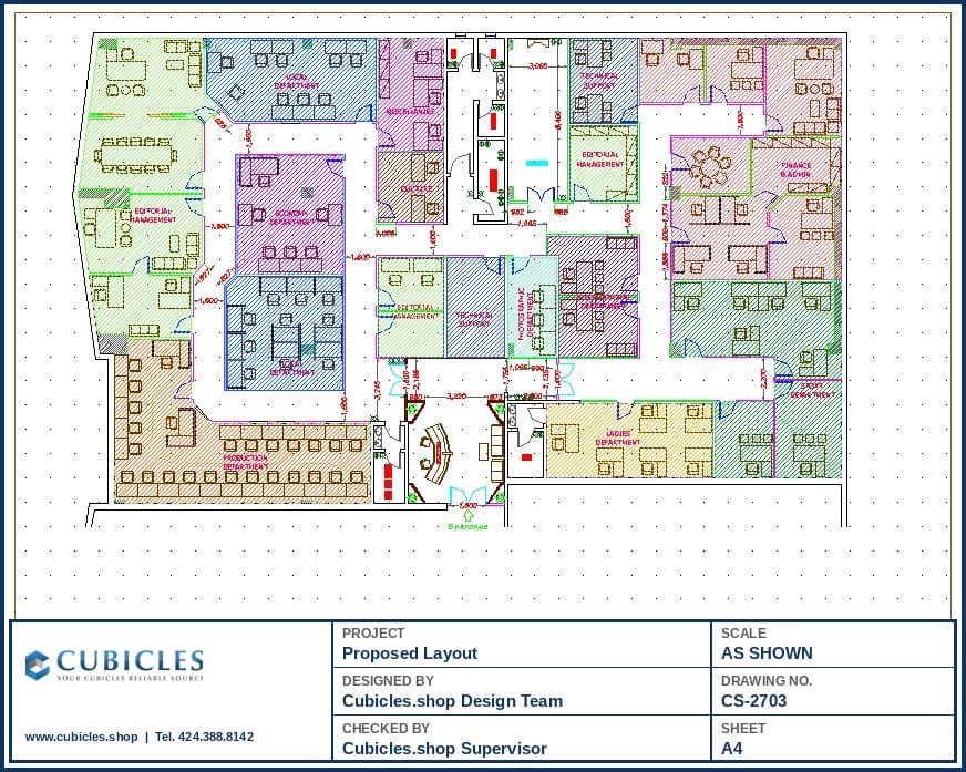 Open Plan Office Cubicle Floor Plan (2703)
