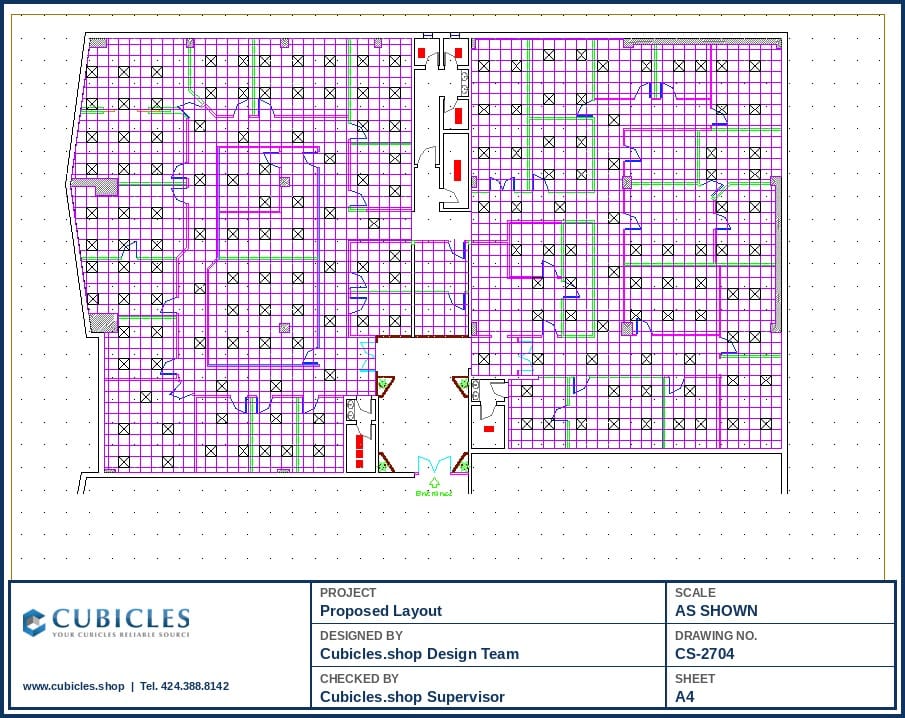 Open Plan Office Cubicle Layout Design (2704)