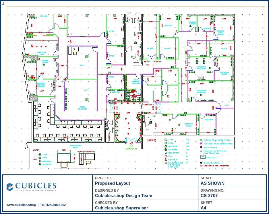 Open Office Cubicle Layout (2707)