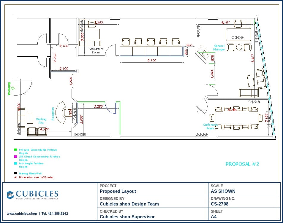 Open Plan Cubicle Workstation Floor Plan (2708)