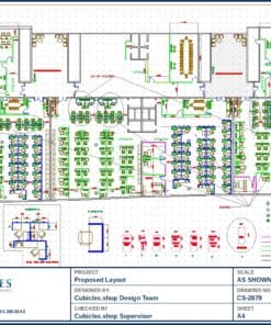 Mixed Office Cubicle Layout Floor Plan (2879)