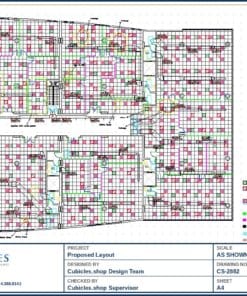 Mixed Cubicle Workstation Office Floor Plan (2882)