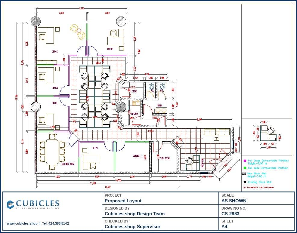 Hybrid Office Cubicle Layout Design (2883)