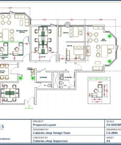 Mixed Office Cubicle Layout Floor Plan (2884)