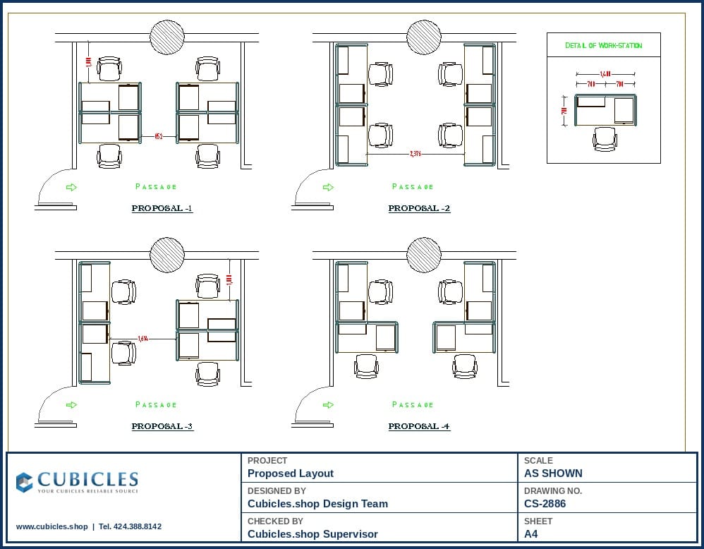 Flexible Office Cubicle Layout (2886)